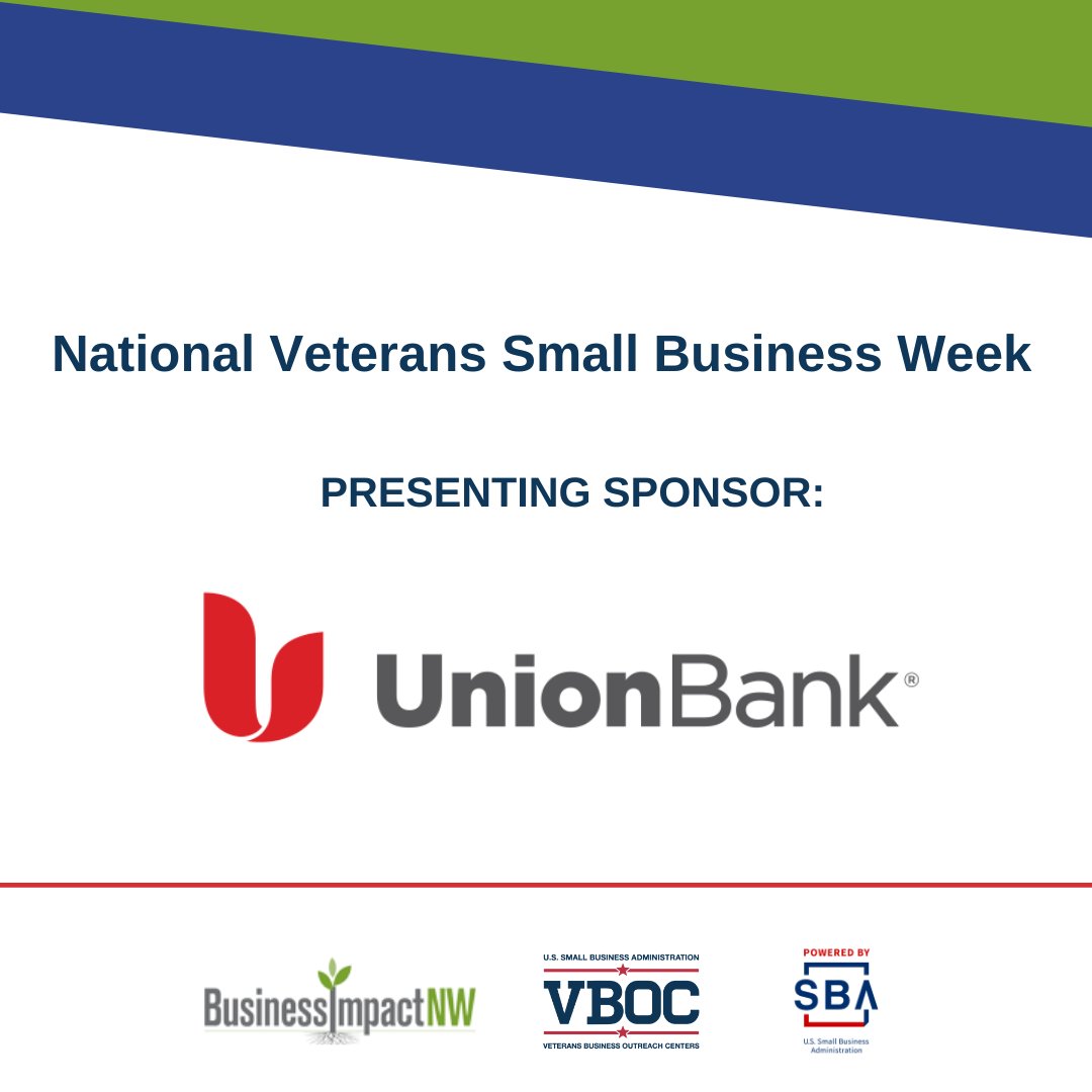 VetBizCenter's tweet photo. Thank you for attending and participating in National Veterans Small Business Week 2020 - let us know what your favorite day was!

A special thank you to our sponsor, MUFG Union Bank https://t.co/NlQPx3n1pB