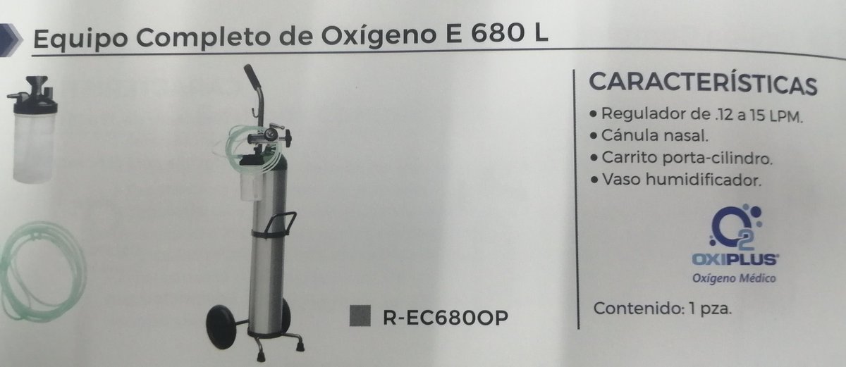 RaymundoCorder5's tweet photo. #tanquedeoxigeno
#tanquedeoxigeno680
#oxigeno680

DESCRIPCION
Equipo de  Oxigeno 680
Se compone de:
-Cilindro Cargado
-Regulador
-Cánula Nasal
-Vaso Humificador
-Carrito para Transporte
$3900
CIUDAD DE MÉXICO Y EDOMEX
INFORMES DM https://t.co/lRX5VWBse7