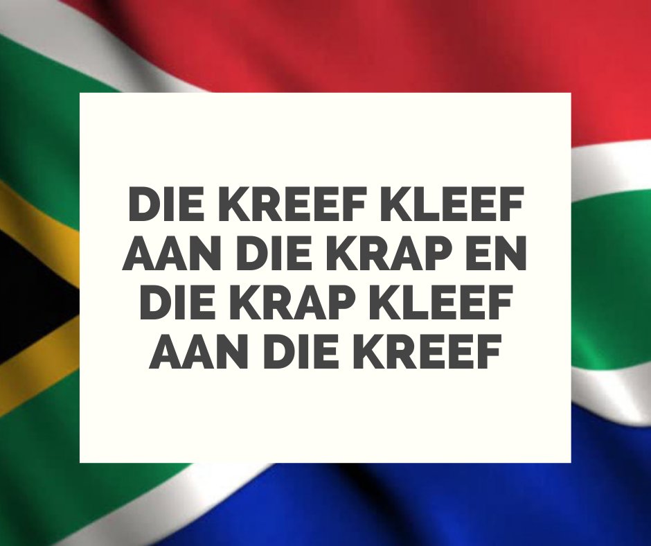 servicegurucoza's tweet photo. In honour of International Tongue Twister Day we present to you this Afrikaans golden oldie! Try practicing this weekend 😁#servicegurus #tonguetwister #proudlysouthafrican #happyfriday #weekendbaby https://t.co/9Hh2dldyir