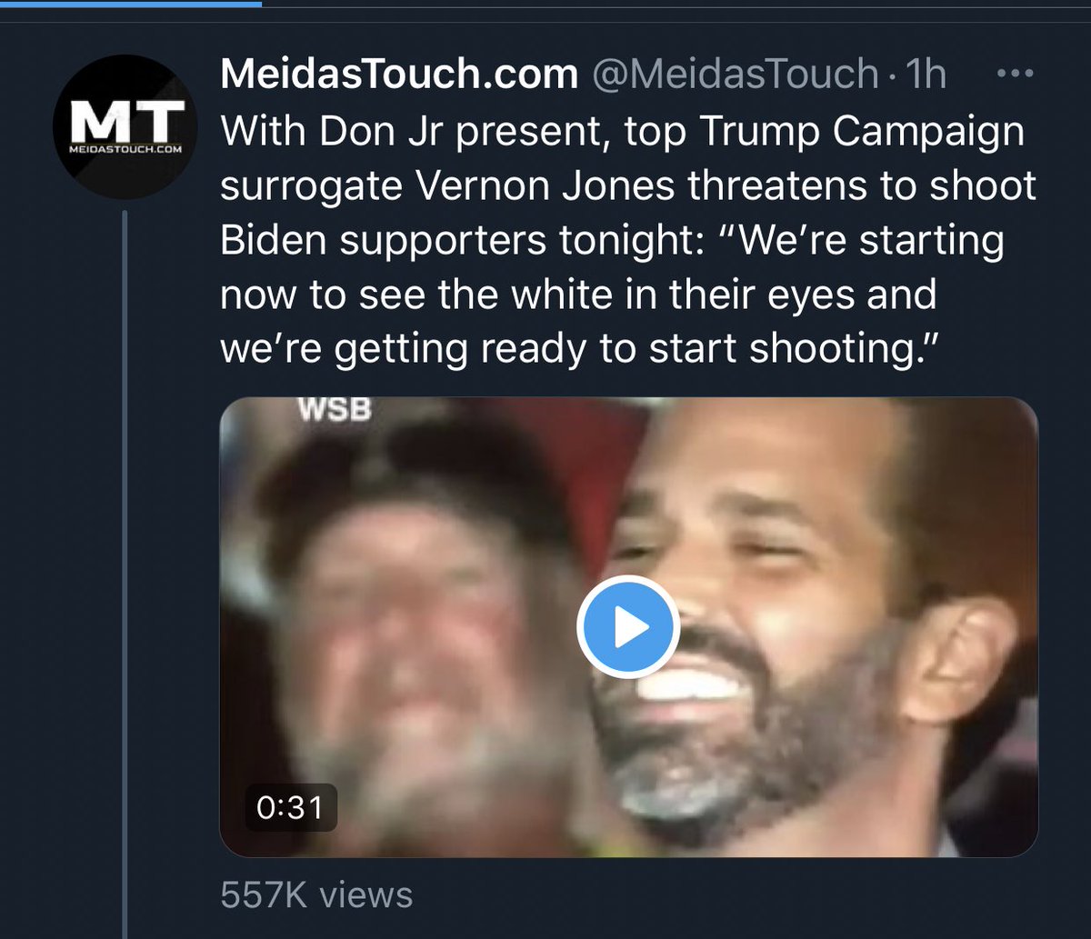 ICYMI, yesterday:-Bannon called for the beheading of FBI Director Wray & Dr. Fauci.-A top Trump ally said “we’re getting ready to start shooting” liberals.-Seb Gorka called for US Marshalls to break down the doors of polling places & arrest poll workers.-The NRA is loving it.