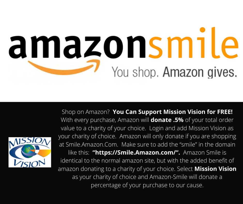 GoodLooksEye's tweet image. DID YOU KNOW?!
You can support Mission Vision by shopping on AmazonSmile! Amazon will donate 5% of your total order value to a charity of your choice! Read for more details.