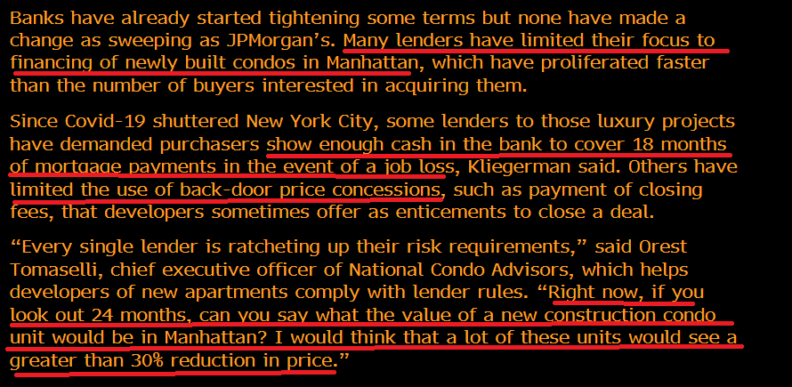 Other NYC lenders tightening the screws on new build condos.Requiring cash reserve escrows and limiting back door pricing concessions.30% price cuts over next two years?