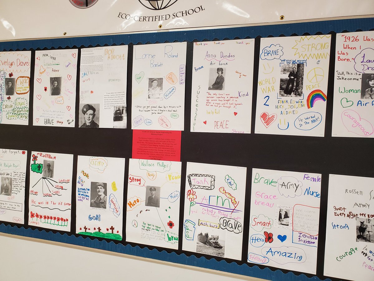 Ms_MNaresh's tweet photo. Thank you to The Memory Project for inspiring our Grade 5/6 class in honouring and remembering Canadian Veterans this #RemembranceDay #LestWeForget @DurhamCatholic https://t.co/SExwLoj1g8
