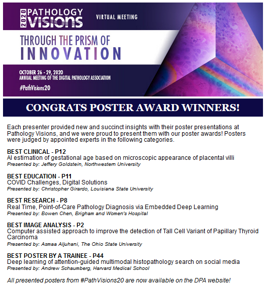 schaumberg_a's tweet photo. Thanks @dpatweet for a Best Poster award at #PathVisions20!πhttps://t.co/z3OfuuVi5V
In poster lower right corner, we show updated AI learns to attend to pathology in photomicrographs, e.g. the center of the scope (orange arrow) and not pathologist annotations (blue arrow). https://t.co/HhcifGwjL7