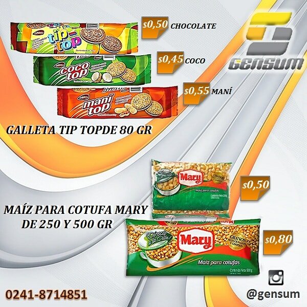 construdeco__'s tweet photo. ➡ GALLETAS TIP TOP DE 80 GR. chocolate, coco y maní
➡MAÍZ PARA COTUFAS MARY DE 250 Y 500 GR.
▪.▪
📬Estamos ubicados por la Don julio Centeno de #Valencia frente a Oro cauchos láser
°▪°
#Galleta #Cotufa #coco #mani #golosinas #Maiz #Alimento #Ferreteria #Sandiego #chocolate https://t.co/nsRFhVx7yC