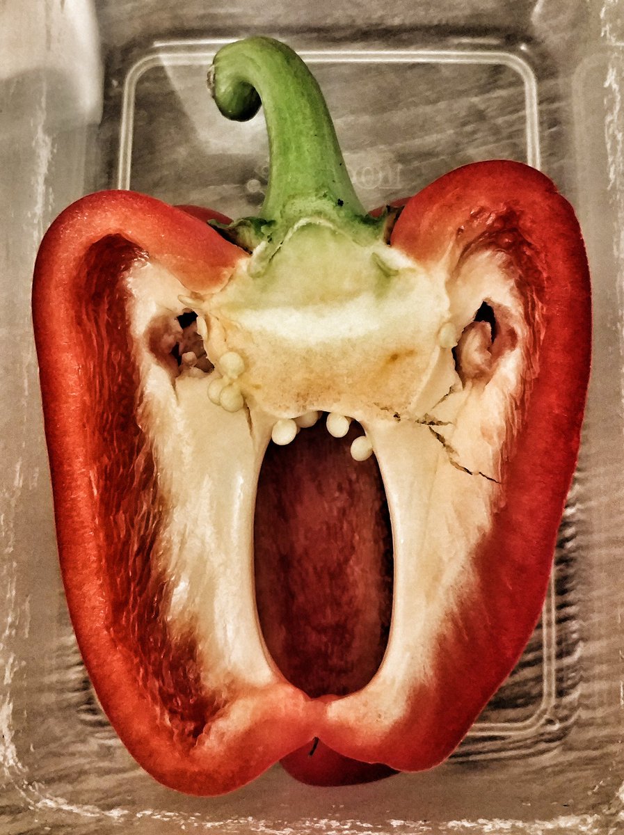 DCSebi's tweet photo. Kann Gemüse eigentlich besessen sein? Sag deinen Namen!!! #haunted #demonpaprika https://t.co/gLOzFTCrxV