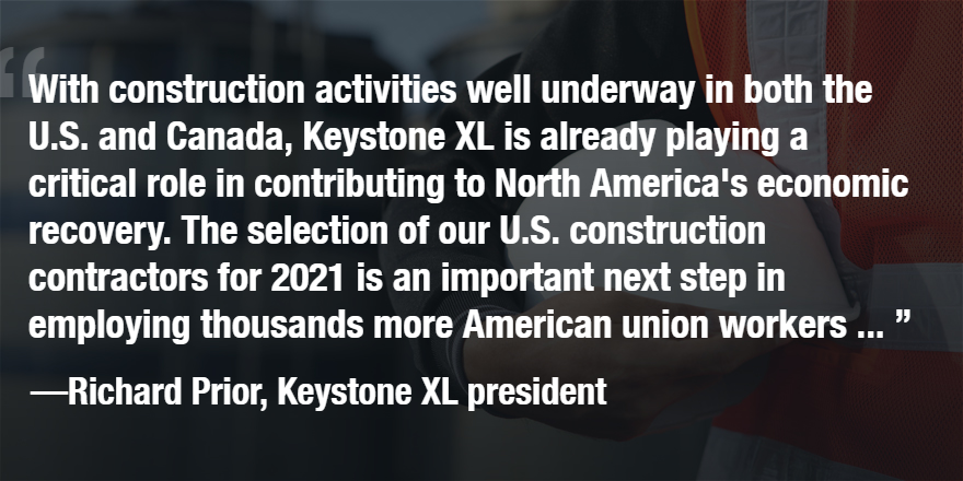 APIenergy's tweet photo. NEW on API's Blog: Build back better ... now: #Keystone_XL pipeline awards $1.6 billion in contracts with six U.S. labor unions to construct 800 miles of pipe across three states. KXL will deepen the U.S. oil relationship with neighbor and ally Canada: https://t.co/JNeTcy97iM https://t.co/xL1WWnq9Kp