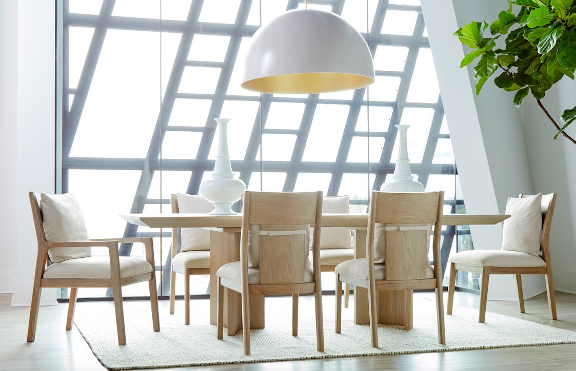 Elegance &amp; Edge // This dining look seamlessly blends the boundaries between modern and traditional style. [Collection: North Side]