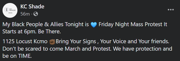 KCUnitedFront's tweet photo. Tonight. 
6pm.
KCPD HQ.

#KCProtests #KCProtest https://t.co/WNkJCfTftB