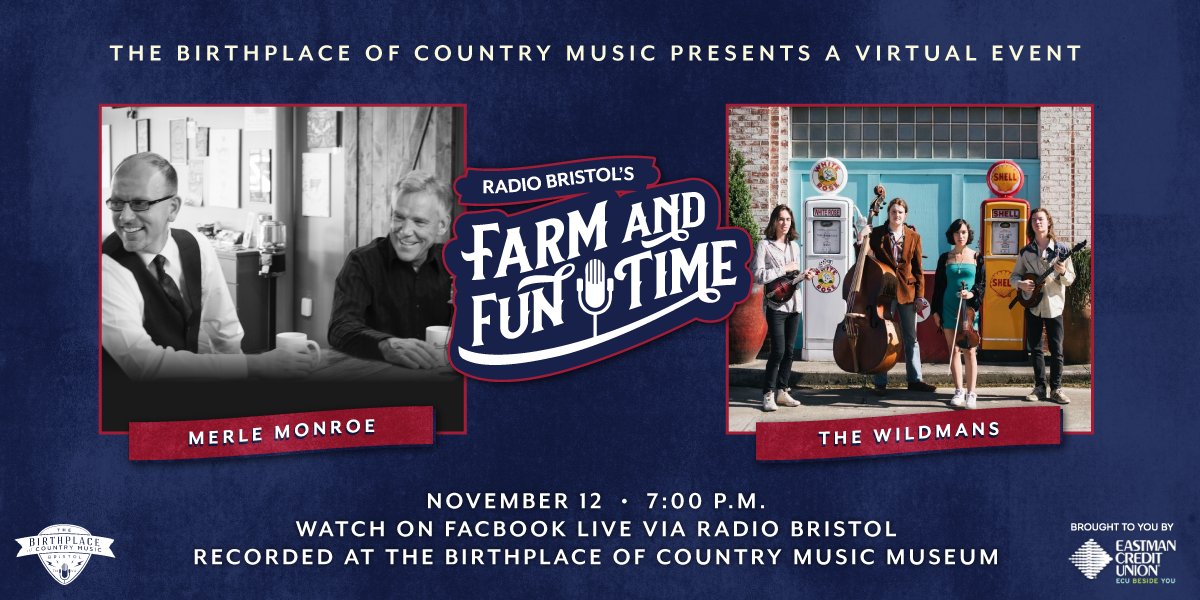 BluegrassGold's tweet photo. BCMBristol: @wbcmradio's #FarmandFunTime returns Nov. 12 at 7pm EST on Facebook Live ft. @MerleMonroeBand #TheWildmans @BillandBelles ! Tune in for some homespun humor and stellar music! https://t.co/E3lxwlPVG0 @believeNbristol @The_CrookedRoad https://t.co/oee3JWyQcv