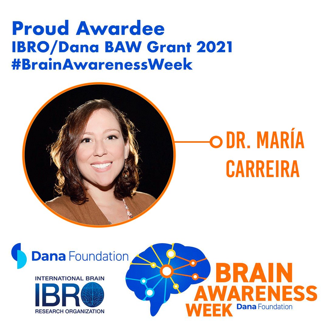 Dr María Carreira and Panama Aging Research Initiative PARI are the proud recipients of an IBRO-Dana Brain Awareness Week grant aimed at promoting brain awareness and health in the context of the COVID-19 pandemic This event will take place during Brain Awareness Week on Mar 2021