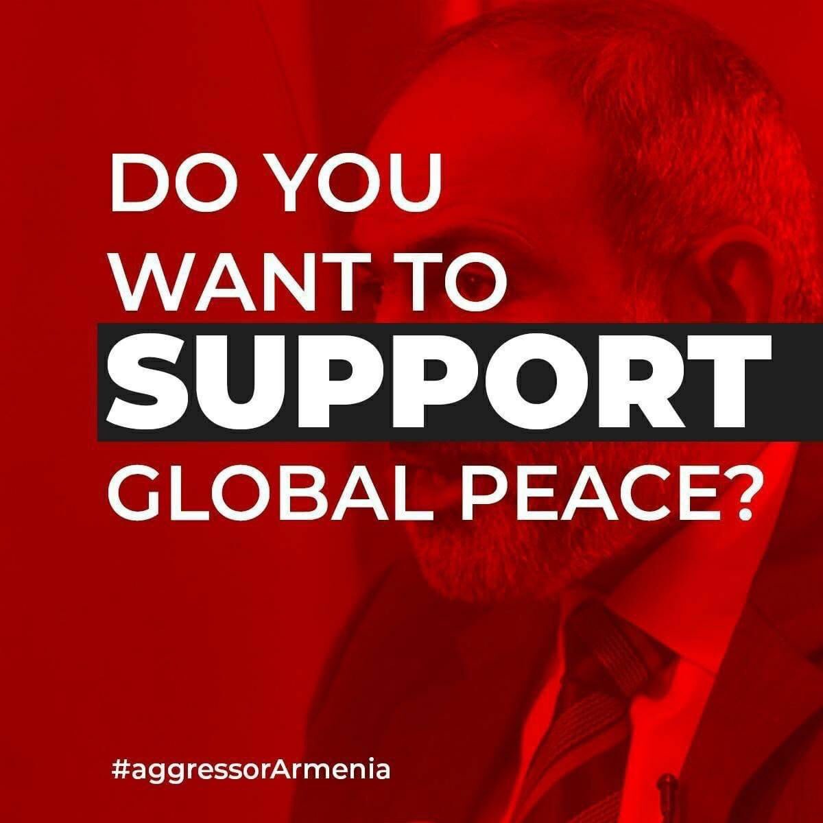 ZhalaKC's tweet photo. Surely peace will come if the world sees the real aggressor #warmenia  and @NikolPashinyan #aggressorArmenia https://t.co/k0gZwflaVx