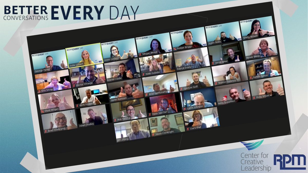 HRJodieG's tweet photo. Nothing like having Better Conversations to close the week with our @RPMintl colleagues around the world!
We're ready to tackle challenges with the 4 core skills added to our toolbox.Thanks to @CCLdotORG & our delivery team.
#betterconversationseveryday #buildingabetterworld https://t.co/AFiVOTmqF2