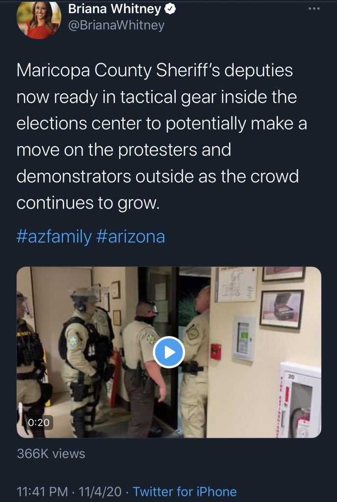 The talk/threats of violence from prominent members of Trump’s inner circle came just as hoards of Trump supporters, some of whom were armed, showed up at polling places around the country to issue various demands about counting (or not) everyone’s vote.