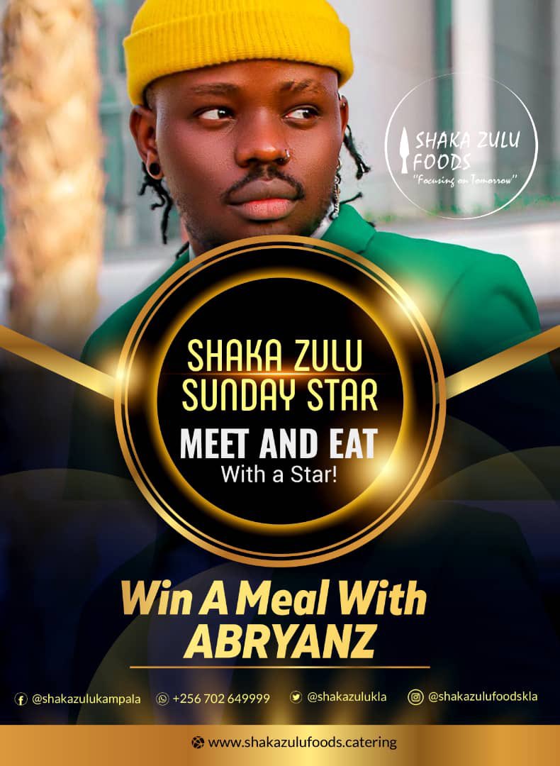 ShakaZuluUg's tweet photo. On This week’s  #ShakaFeastSundays we bring to you @AbryanzOfficial Be among the lucky winners to dine with Him as @Daviesviolinis1 plays for U cool melodies. To stand a chance to win,Simply;
1. Hit follow on this page
2. Retweet and reply to this post 
Use the #ShakaFeastSundays https://t.co/5Gog4smziI