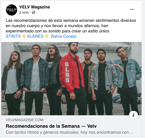 slaresband's tweet photo. Muchas gracias a @VELV_magazine por incluirnos en sus recomendaciones de la semana! 🤩🙌🏼 

https://t.co/ViS3ZmB5VW https://t.co/DXD8o2xnnS