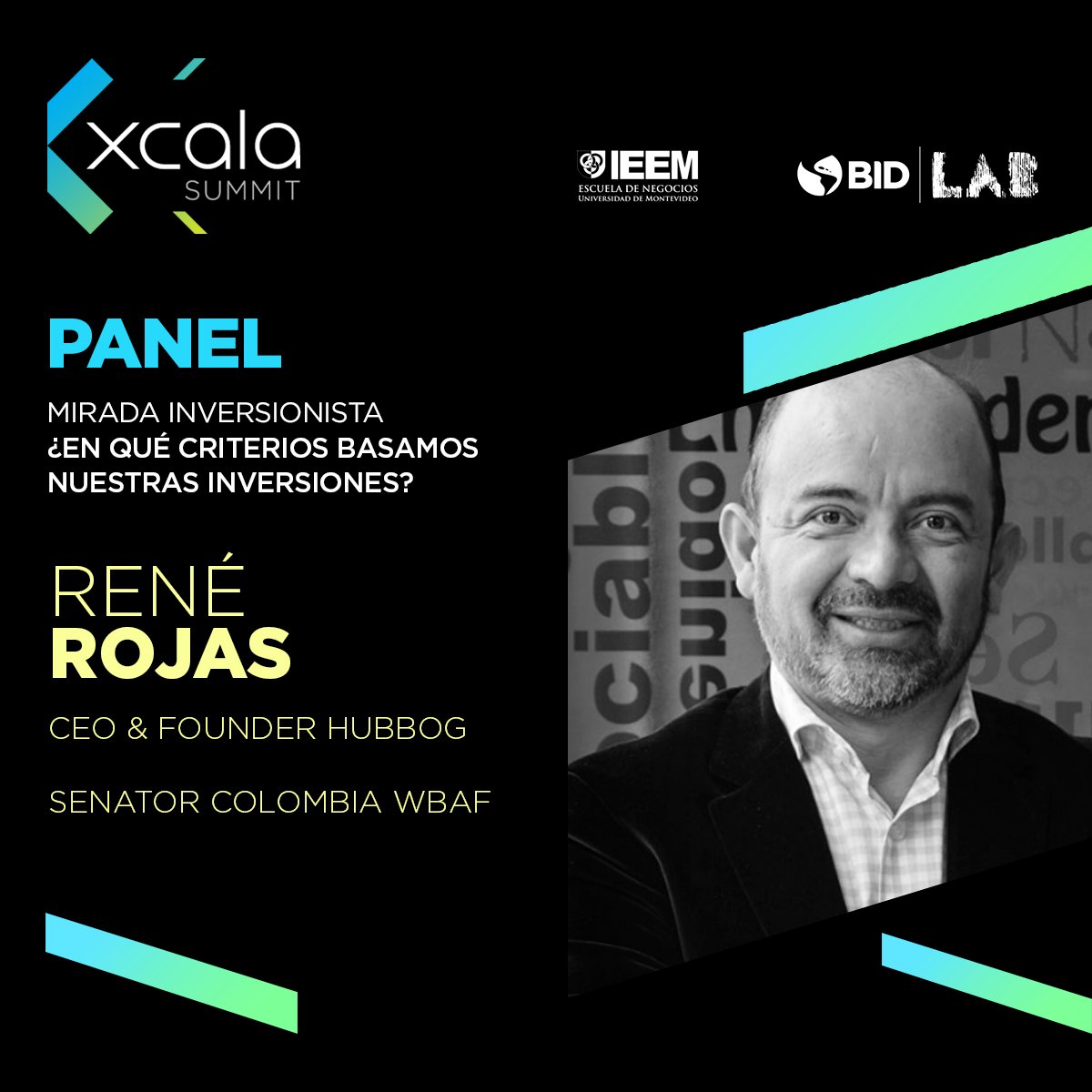 XCala_'s tweet photo. Conocemos los criterios para invertir, en el tercer panel del día con participación de: 
@AndresCerisola: Presidente EMTV 
@serebrisky: Co-fundador y Managing Partner @daluscapital
@ReneRojas: CEO&amp;Founder @hubBOG
@paulabarrientos: Managing partner @InQlab_Co #XCALASummit @el_BID https://t.co/N1bMjElaDX