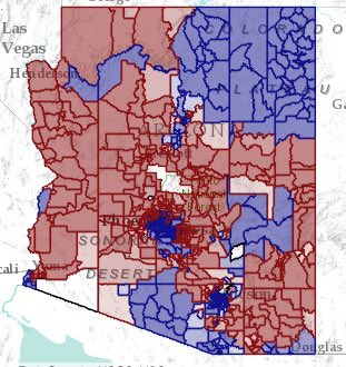 AITOR_ESTEBAN's tweet image. Un ejemplo de lo dicho esta mañana. Mapa de Arizona mostrando las reservas y otro con los resultados actuales por distrito electoral (via @DiinSilversmith ). La coincidencia es llamativa.