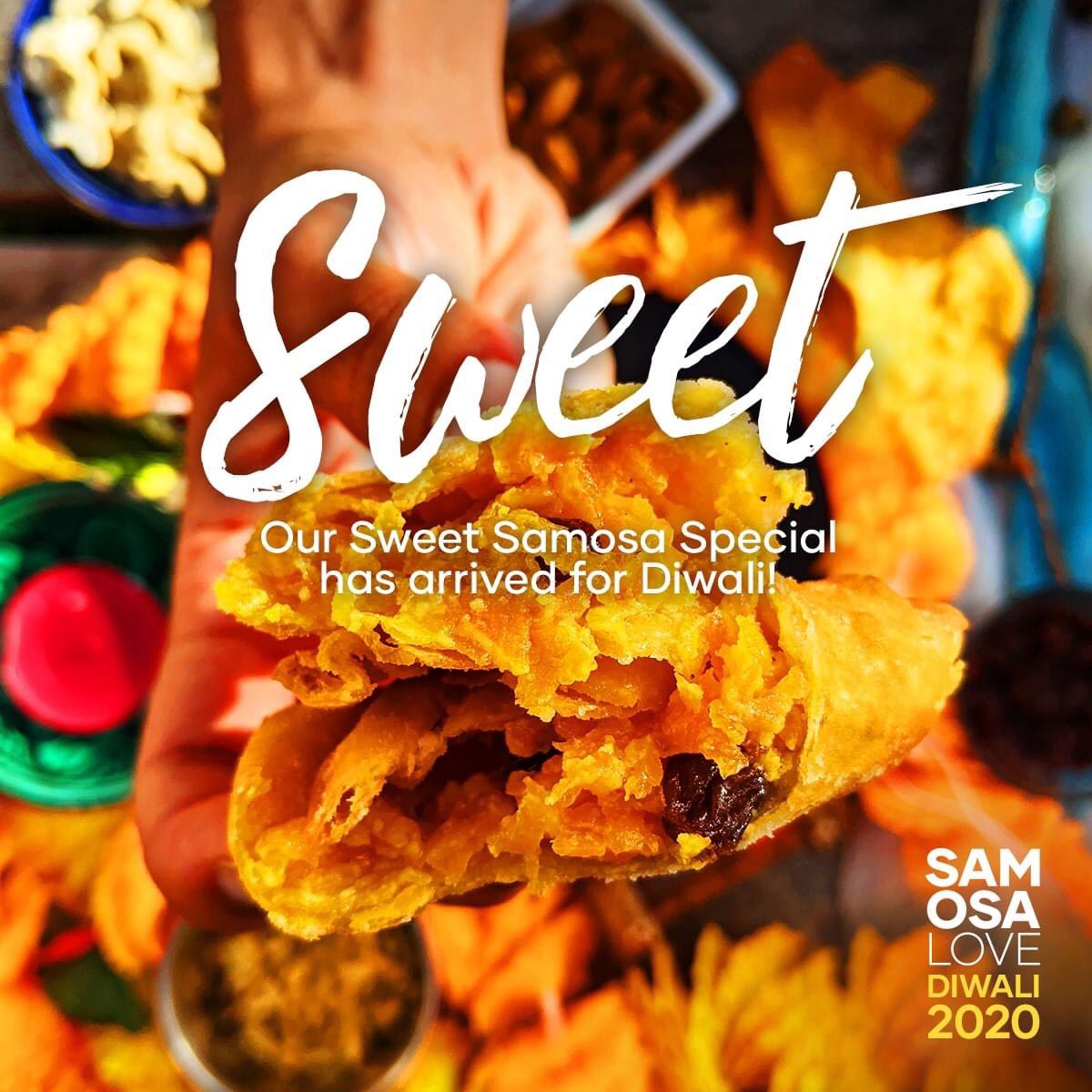 samosa_love's tweet photo. 🔺 New flavour  - SWEET CARROT HALWA!

🕯 To celebrate #Diwali this month we’ve created a sweet Samosa with carrot, cardamom, roasted cashews and almonds 🥕 

This will be available throughout November only! Contains nuts and dairy 

#diwali #diwali2020 #diya https://t.co/EdI1r9mvG4