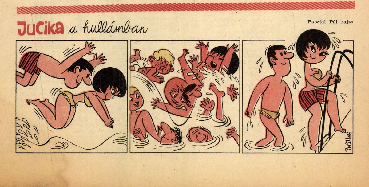JucikaInOrder's tweet photo. 439. Jucika In A Wave.
Published on Ludas Matyi on the week of July 25th-31st, 1966 (Dated July 28th).
(No Jucika strip for two weeks/issues from July 11th-24th)
#jucika #jucikainorder #jucikachronological
#LudasMatyi #July #July1966 #Pusztai #PusztaiPál #PálPusztai https://t.co/k5DeOc0R4T