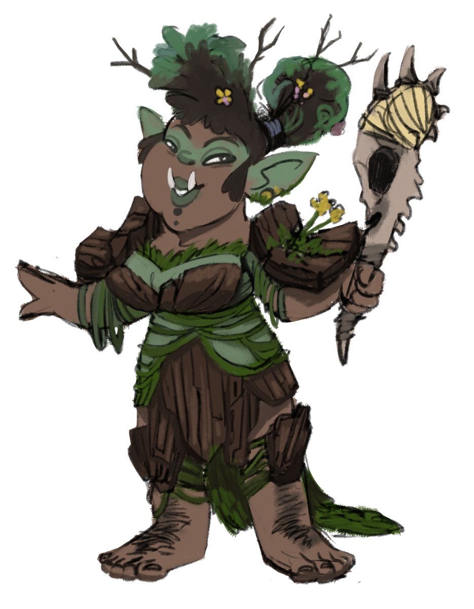 canagadoodles's tweet photo. CREATOBER 3:
roll: halfling paladin
prompt: orc hero

A half-halfling, half-orc hero of the Lotusden, a Paladin of the Wildmother. She is fierce and efficient in combat, but an inspirational speaker and leader in her village.

#creatober2020 #dnd https://t.co/gtWSePRj5l