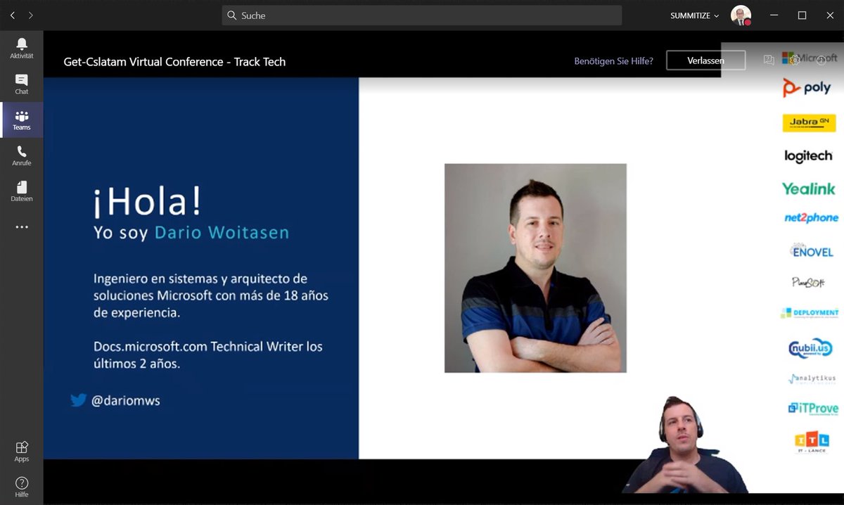 dariomws's tweet photo. Happy to have had my first conference as a speaker today with my dear friend @AndresGorzelany! @GetCsLatam #GetCsLatamVirtual2020 https://t.co/ehPd3PIqyW