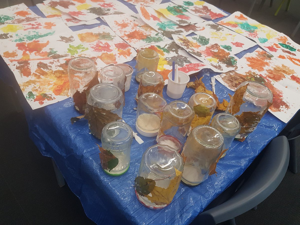 MissPhilip19's tweet photo. P3 have been exploring printing using leaves and paint in Autumn colours. We have also begun making our snow globes using natural resources and re-using packaging to make something new. 🍁🍃🍂 https://t.co/W2wrwoMvIr