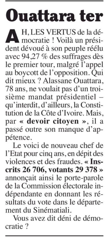 JpdciO's tweet photo. @AOuattara_PRCI soit disant élu avec un score soviétique, du jamais-vu dans une démocratie moderne. 
Ces élections étaient une mascarade, plus de votants que d'inscrits 😷😷, un deni de démocratie ? 😂👇 shuuut #CivElections2020 @canardenchaine @abidjan_net @Koaci @TV5MONDE 
👇👇 https://t.co/4ZE5n5W23s