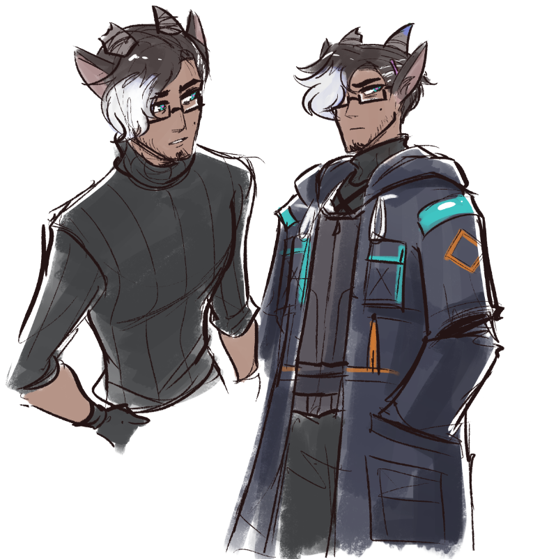 Been doodling a lot of Arknights stuff lately, here's some stuff with my Dokutah OC and his other OC pals 
