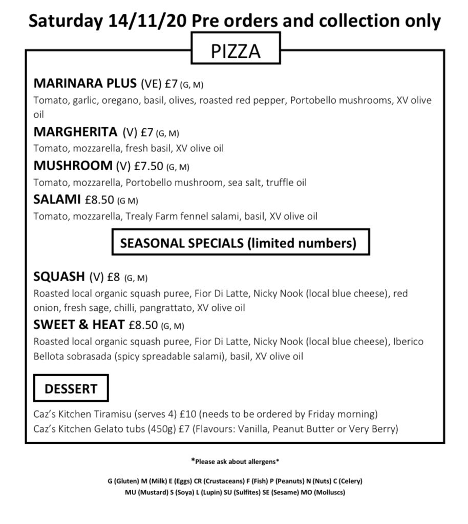 Takeaway pizza starting 14-11-20