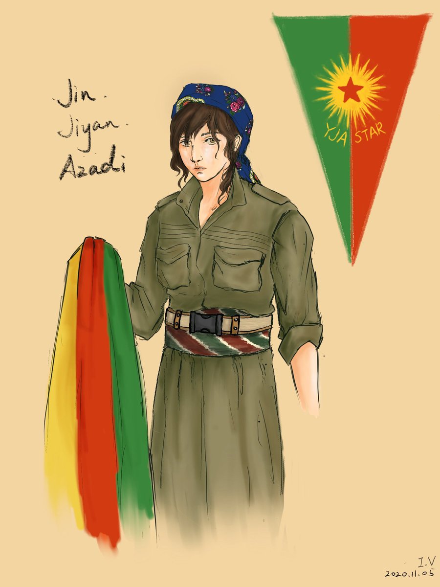 Picture made by a comrade from  #China as part of the action week, highlighting the importance of YJA-Star (Free Women's Units). The example for the women's revolution in Kurdistan and beyond!Jin, Jiyan, Azadi (Women, Life, Freedom)! #WomenDefendRojava #RiseUpAgainstFascism