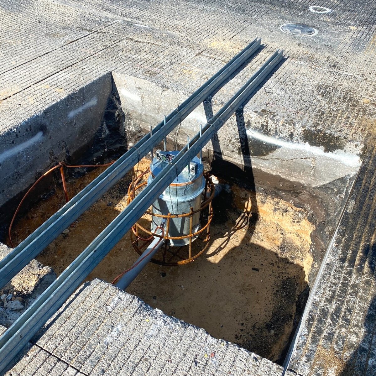 Photograph of runway status light (RWSL) repair at BWI Marshall Airport. 