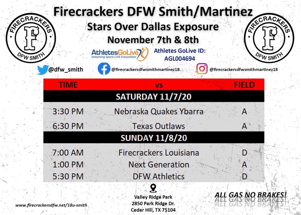 dfw_smith's tweet photo. Good luck to our girls this weekend, they will be playing in the Stars Over Dallas Exposure. If you’re in/near Cedar Hill, TX please come out and support, if not our games can be streamed live on https://t.co/Uo0D0HyDsK #firecrackersdfwsmith #FIRECRACKERSDFW #firecrackersoftball https://t.co/M1rkqYPAMp