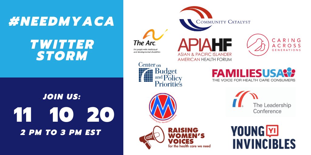 CommCatHealth's tweet photo. More than 130 million people w/ pre-existing conditions know the ACA provides essential protections. However, #SCOTUS is hearing a case that aims to take those protections away. On 11/10 from 2-3pm ET, weโre hosting a #NeedMyACA TwitterStorm w/ @APIAHF @TheArcUS & more. Join us! https://t.co/igejpRMVCu