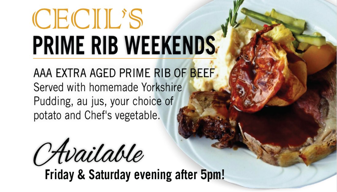 CecilsBrewhouse's tweet photo. @CecilsBrewhouse PRIME RIB WEEKENDS. Cecil's Chef is cooking Prime Rib Friday & Saturday...just for you! *Available after 5pm. Call for your reservation 705-472-7510. Or order online through @northbayeats ๐ฒhttps://t.co/j40FhTmuKB
#PrimeRibWeekends #CanadaUnited https://t.co/8Y1Opd26NP
