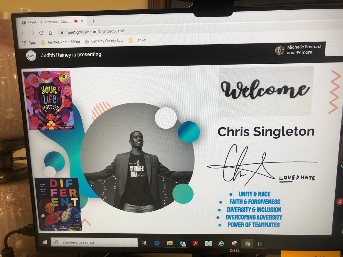 BCSDTeachForum's tweet photo. Berkeley County Teacher Forum is excited to announce that Chris Singleton will be our Keynote Speaker at our TF Conference in February!  Chris attended our virtual meet and gifted all TF members with  $5 gift cards!  So awesome!  Thank you, Chris!  @csingleton_2
@bcsdteachforum https://t.co/sJ9rT0jKQA