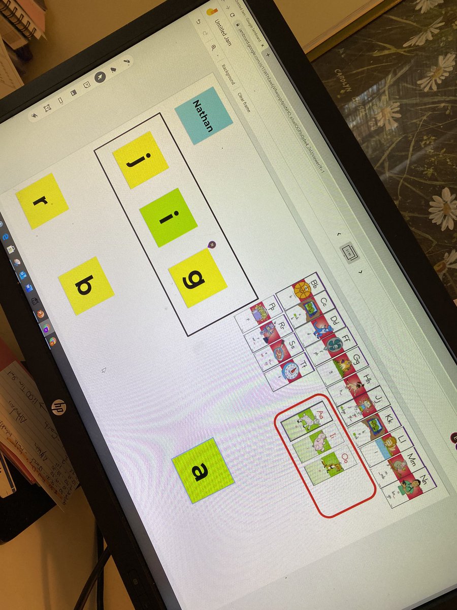 k using jamboard for sight words and 1st for word building- Proud of these kids who were working hard this morning-