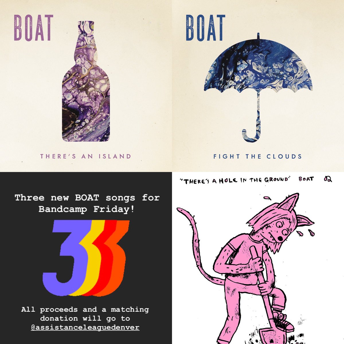 Three new songs for #BandcampFriday !  Add to your election anxiety playlist.  All proceeds and a matching donation go to The Assistance League of Denver!  Boat.bandcamp.com