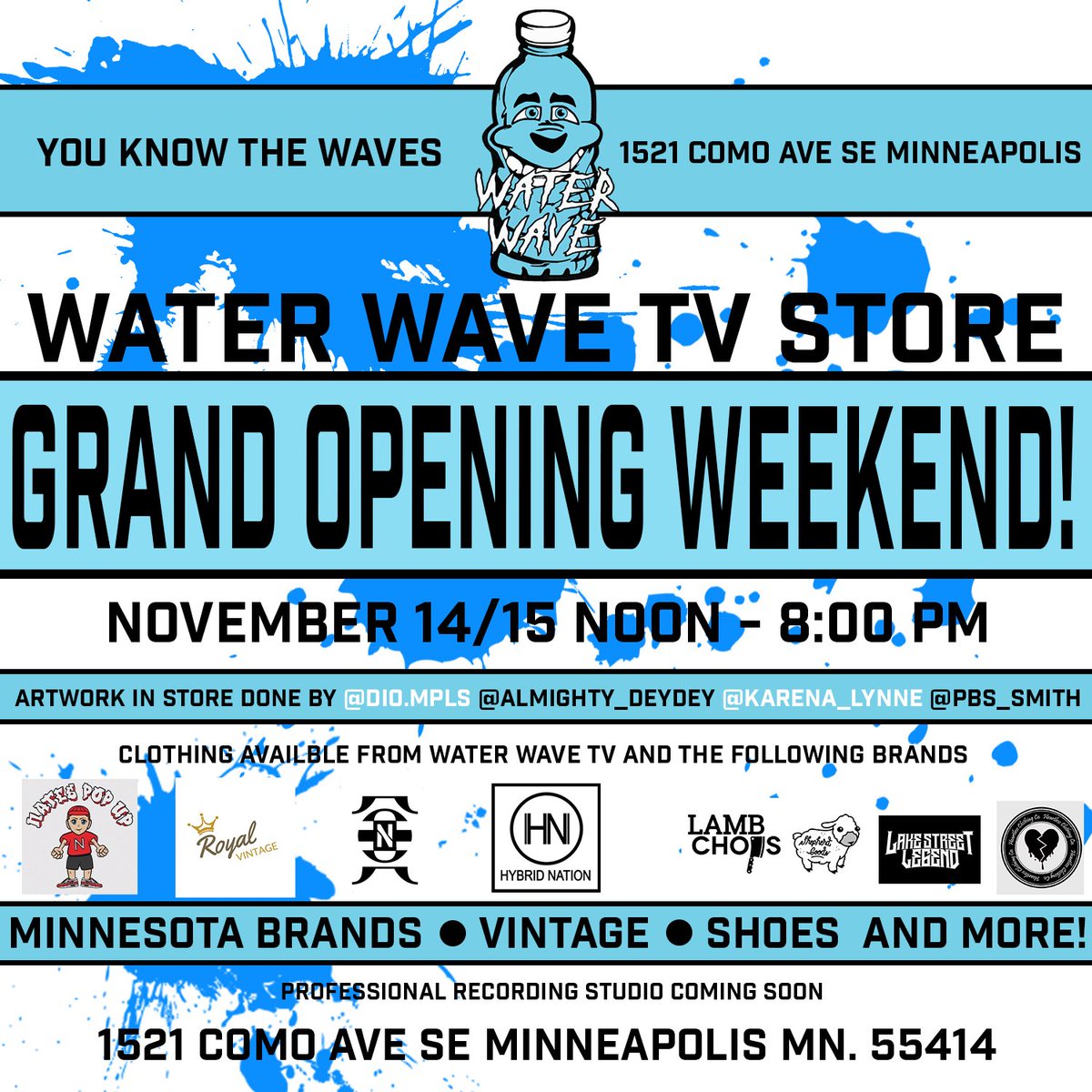 AirickJr's tweet photo. After 2.5 Years of @WaterWaveTV we are finally opening up our own retail store and soon to be recording studio 🗣🌊 If you are in the area save the date and stop in to our grand opening weekend! https://t.co/kGD20jOUwJ