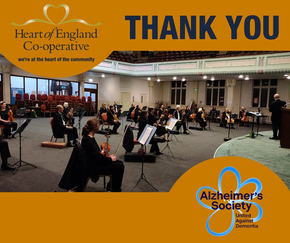 We would like to say a big THANK YOU to the Heart of England Co-operative Concert Orchestra, Coventry for raising over £1000 for our corporate charity Alzheimer's Society during their virtual concert in October.

Well done!

#charity #supportlocal #fundraising