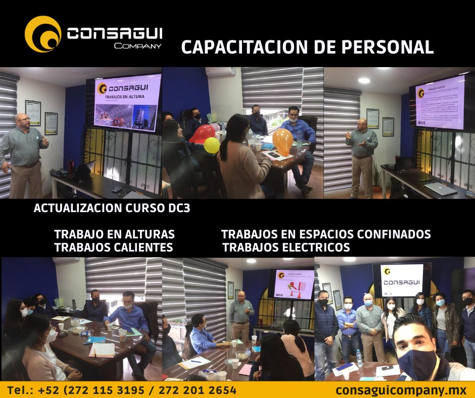 Trabajando en el proceso continuo en la capacitación de nuestro personal, para brindar el mejor servicio a nuestros clientes. 
CONSAGUI COMPANY, S.A. DE C.V.
ventas@consaguicompany,mx
Tel. 272 115 3195 / 272 201 2654