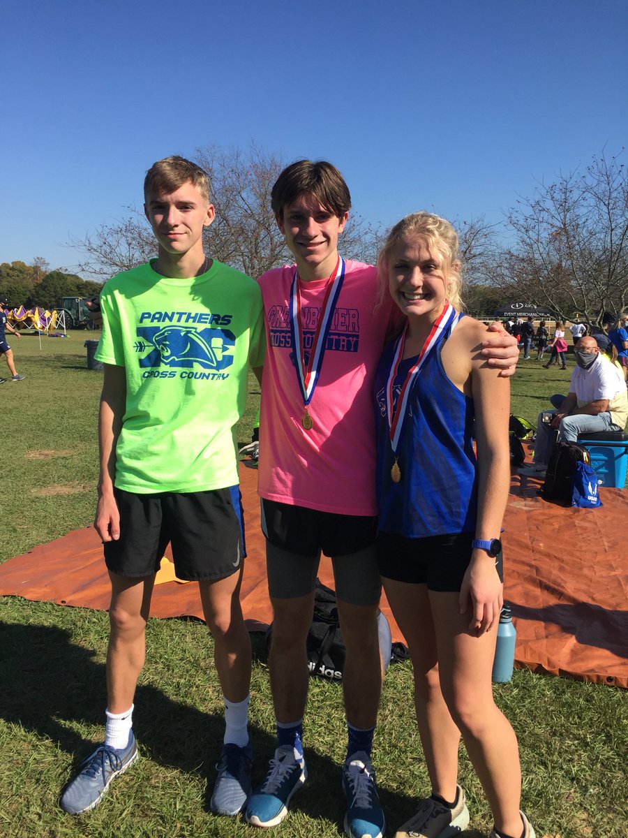BrierCross's tweet photo. All state runners Logan Gates, Dominic Ward and Presley Roberts. Go Panthers! https://t.co/NaSKoAPZe4