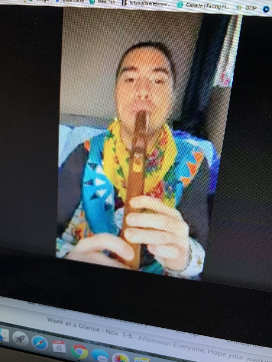 MrsFilliter's tweet photo. #JASSNBE got to participate in a livestream with THE @notoriouscree and my favourites parts were when he beatboxed with a traditional flute &amp; learning that 5 hoops=the coming together of spirit, mind, body &amp; ancestors. Incredible opportunity TY! https://t.co/OMVRZACiMd