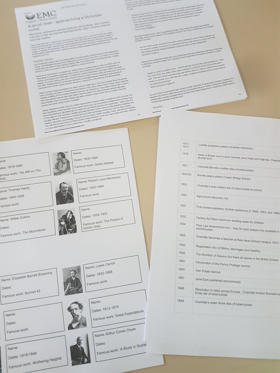 MissDesassis's tweet photo. Enough bad news: @MeehanEDU inspired QR break in on Victorian literature. 90 minutes to collect objects, escape Haworth and get back to 2020. A mix of digital and paper resources and impressive engagement in the class! #TeamOIBLL #janeyre @BronteParsonage #Victorian https://t.co/N8tgYY9v0X
