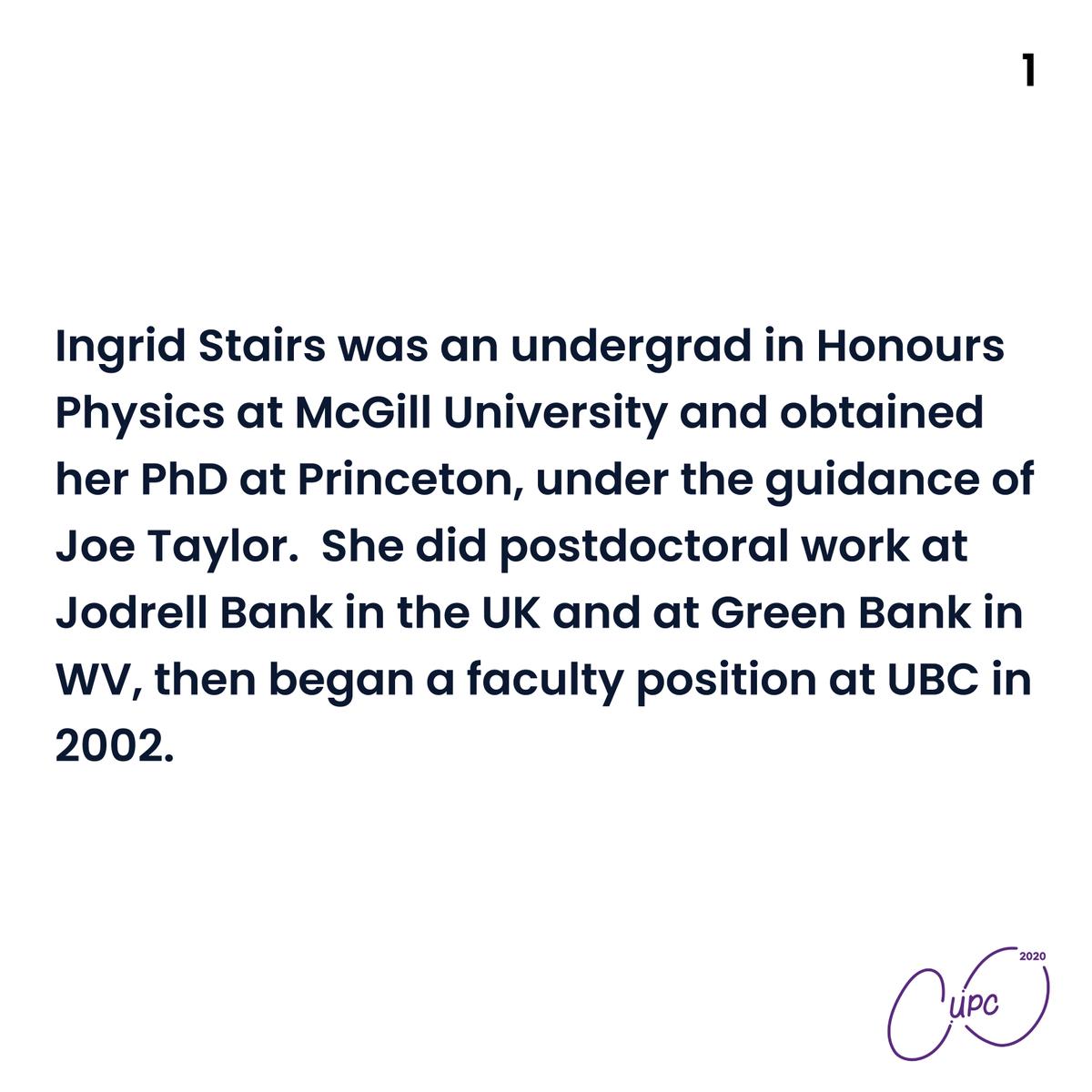 CUPC2020's tweet photo. We are pleased to introduce Dr. Ingrid Stairs as one of our keynote speakers for CUPC!

Be sure to read more about and attend her talk later today via the delegate website! https://t.co/4sjvIt3k54