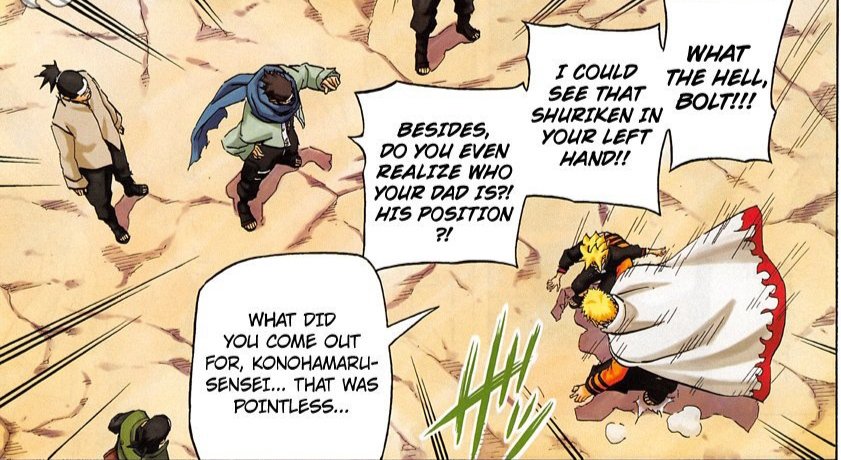 Sarada watches what Boruto did in the Hokage mountain, and how it was just to make his father pay attention to him. It looks like Sarada was thinking about the whole thing when she goes home.  #SixYearsOfBoruSara