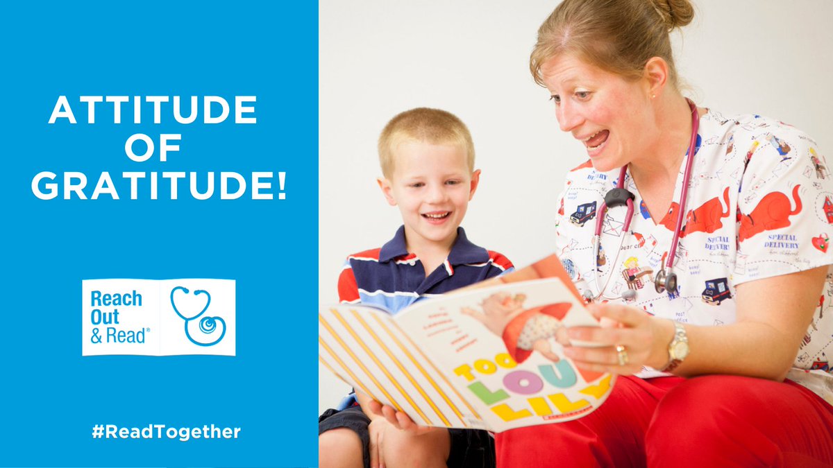 reachoutandread's tweet photo. With an attitude of gratitude this November – we want to thank all our friends, supporters and volunteers that make up the Reach Out and Read community. #healthcareheroes #attitudeofgratitude #thankyou #readtogether https://t.co/DJCL3SjZBS