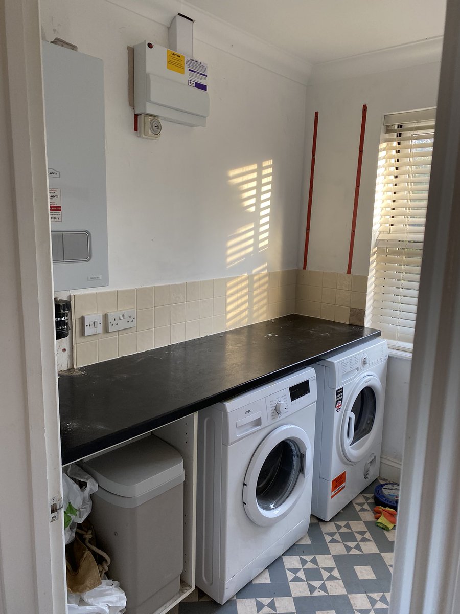 MFfurniture1's tweet photo. Today fitting job was in a utility room first to replace a dark worktop for a light one, and then to fit the cupboards I made last week #utilityroom #utilitystorage #storage #bespokefurniture #bespokedesign https://t.co/wJN80y9d53