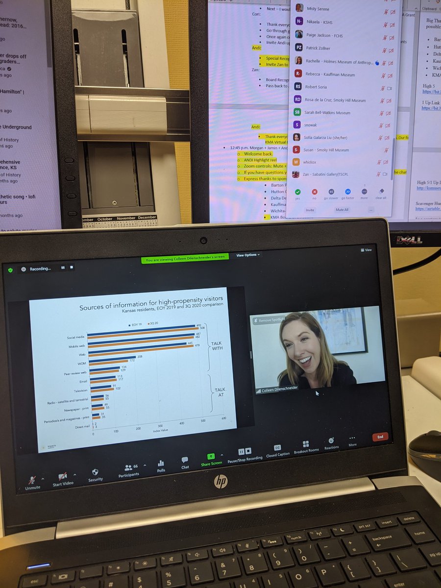 WSUMorganB's tweet photo. Final keynote of #kansasmuseumsassociation Virtual Conference @cdilly #somuchdata #research #datatogo High energy and great information. Check out her group at https://t.co/JqLvgiDwjl https://t.co/aIS0J8z9pf