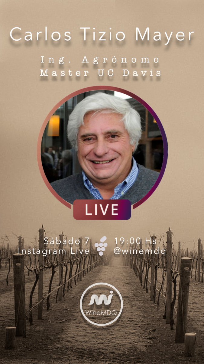 Mañana a las 19 hs los espero para una nueva sesión de IG Live con un invitado muy especial !! 🍇🍷